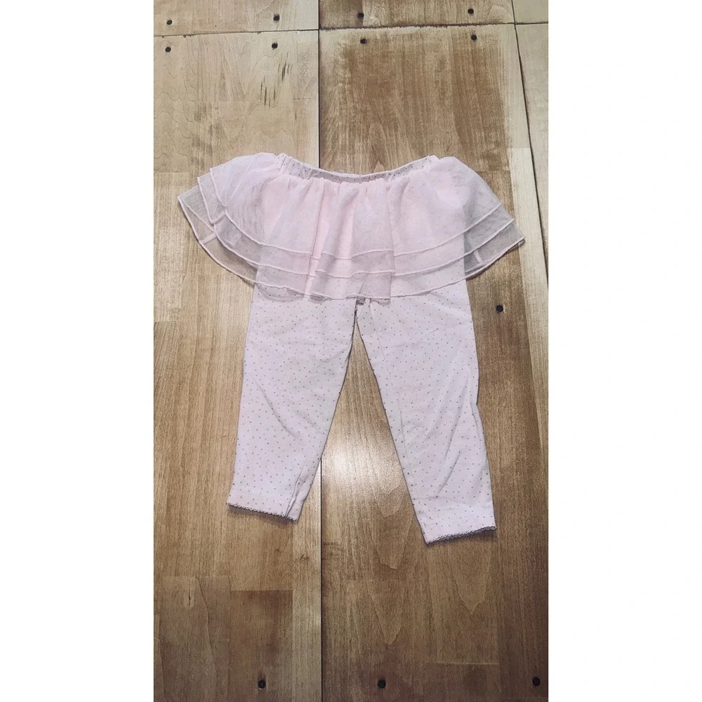 Carters Baby Girls 24 Months Pink Glitter Dot Tulle‎ Skirt Leggings Pants